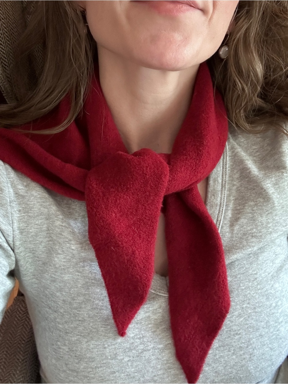 Burgundy Wool Blend Triangle Scarf Neckerchief
